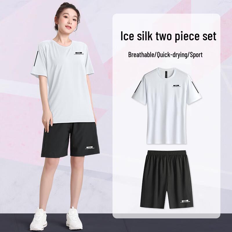 WEZHO Women's Quick-Dry Ice Silk Running & Yoga Two-Piece Set