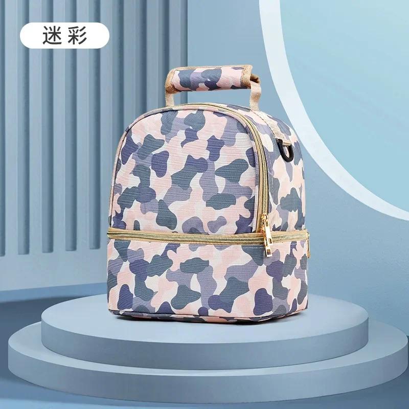 Portable Double Layer Cooler Keep Lunch Bag Thermal Insulated Picnic Food BentoTote Container Fresh-Keeping Mommy Bags for Women