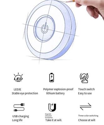 Rechargeable Car LED Interior Light Wireless Touch Control Reading Lamp Auto Ceiling Door Foot Trunk USB Bulb Auto Night Light