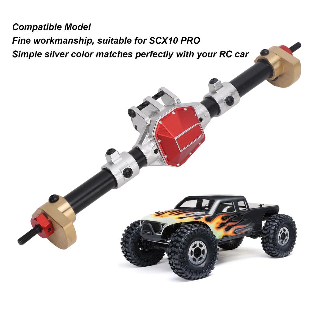 RC Rear Axle Assembly Replacement RC Rear Axle with 27T 8T Internal Mounting Gear for SCX10 PRO Silver