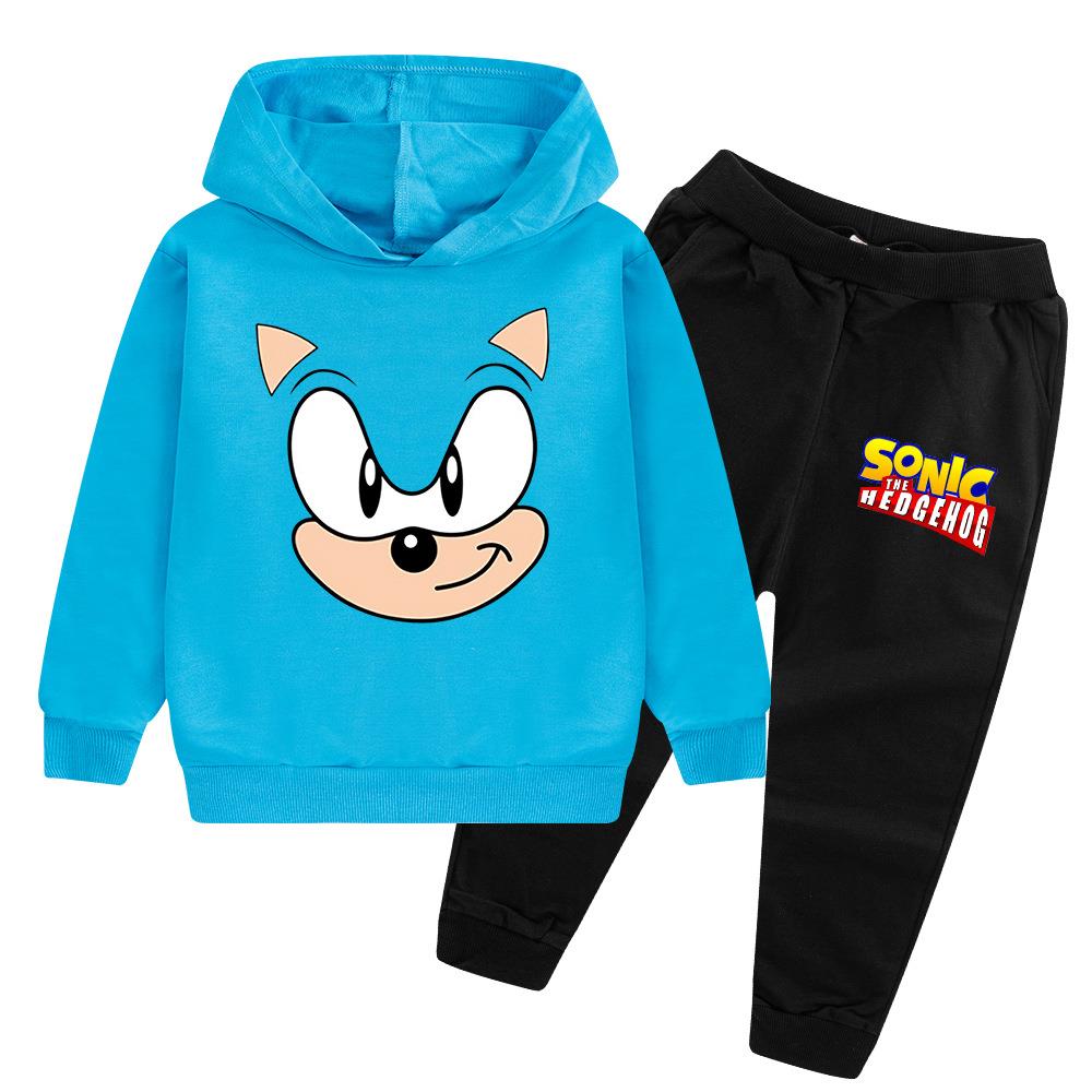 New Sonic Children's Clothing Set Long Sleeve Hoodie And Pants Spring Autumn Male Primary School Students Cotton Polyester Blend