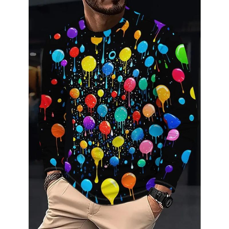 Autumn Men's 3D Printed Crew Neck Long Sleeve T-Shirt