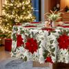 Christmas Safflower Green Leaf Tablecloth, European Pastoral Rectangular/Round Table Cloth, Dining Table Decorative Cloth