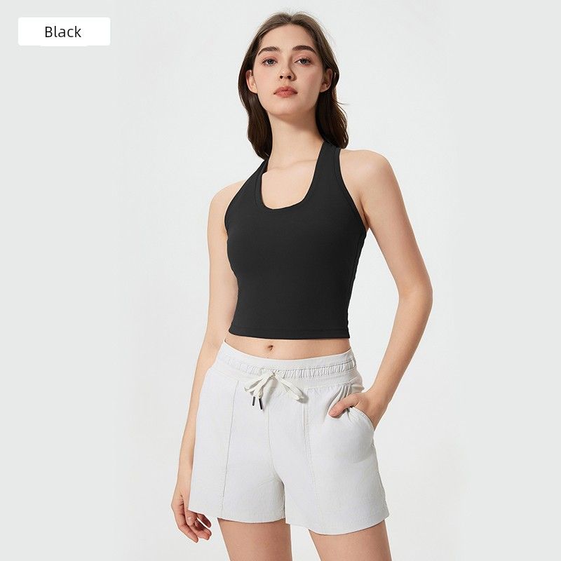 2025 Spring and Summer New Nude Feel H-Shaped Beauty Back Sports Vest Female Outwear Casual All-Matching Short Fitness Yoga Wear