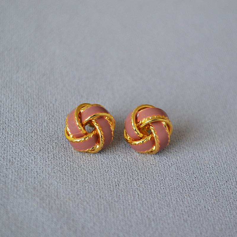 

Artistic Retro Y2K Enamel Earrings: Japanese & Korean-Inspired, Colorful Twisted Gold-Plated Brass with 925 Silver Needle Studs