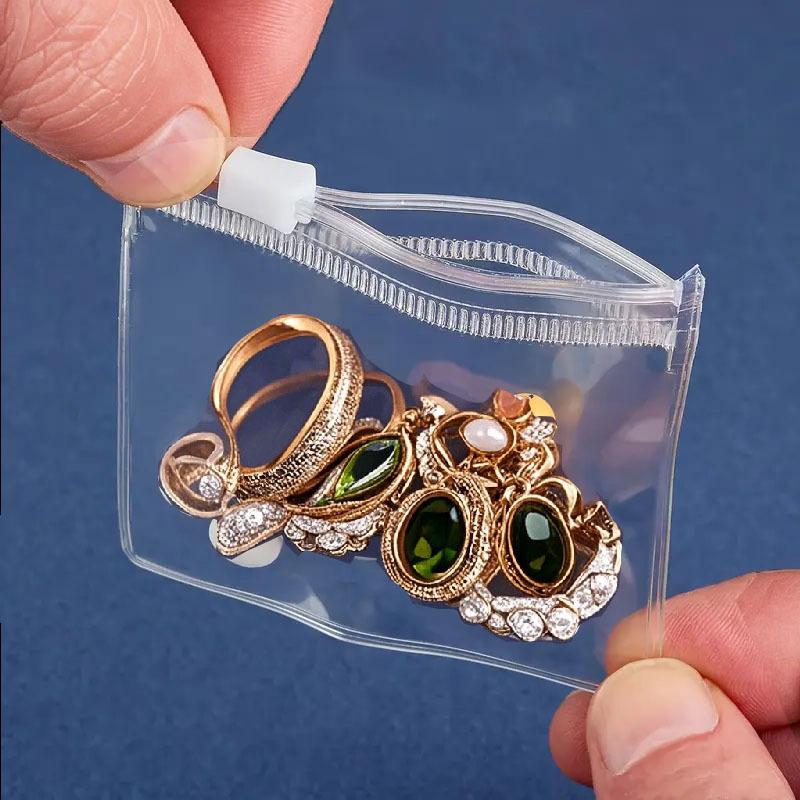 100pcs 3.15x3.15 Inch PVC Trinkets Bags Small Zip Lock Accessories Storage Bracelet Earring Packaging Secure Sealing Dust Moisture Scratch Proof