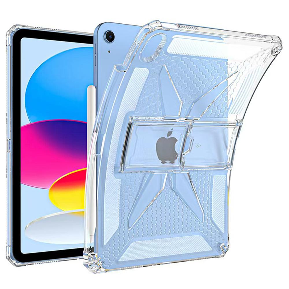 

For iPad (2025)/10.9 (2022) Clear Case Kickstand Shockproof TPU+PC Tablet Cover with Pen Slot As Shown A