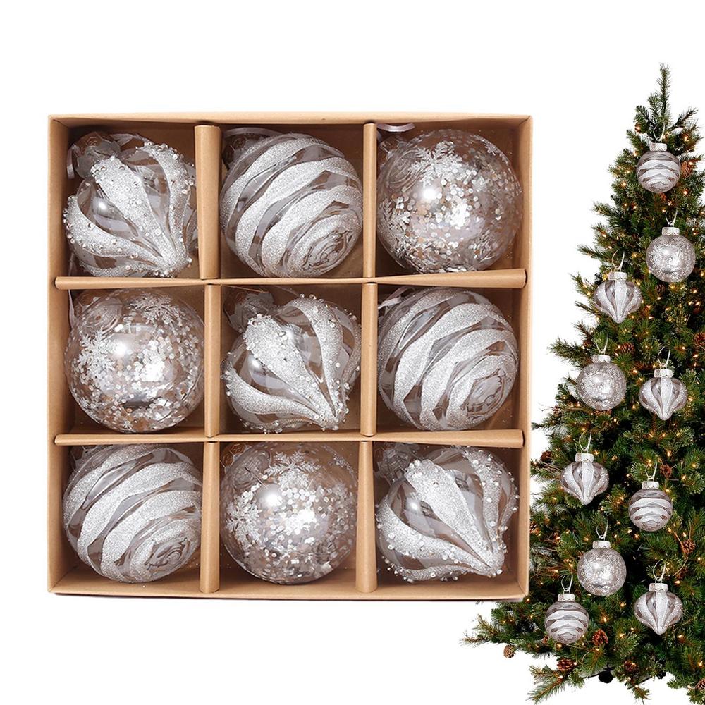 Christmas Ornaments Set 9 Pieces Hangable Balls Seasonal Decorations For Home Celebration Window Display Living Room Classroom