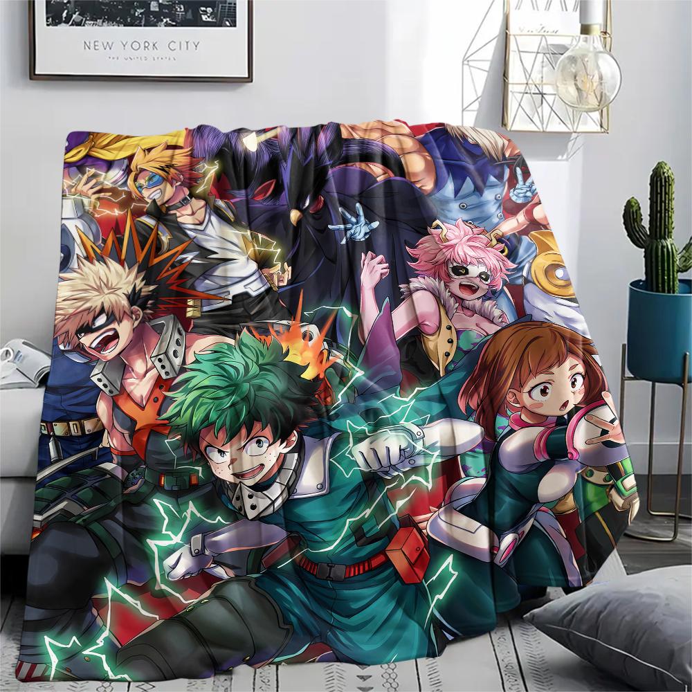 My Hero Academia Poster Pattern Flannel Blanket, High Quality Comfortable for All Seasons, Home Decor, Warmth and Comfort, Perfect for Gifts.