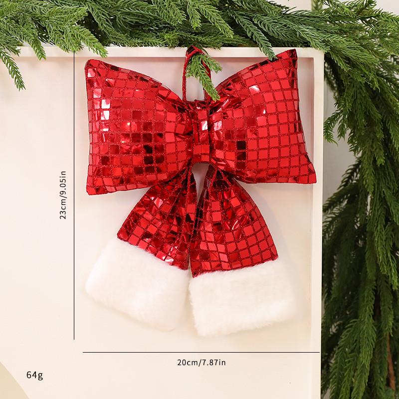 Mirror Glitter Bow Plush Pendant For Hotel Window Decor