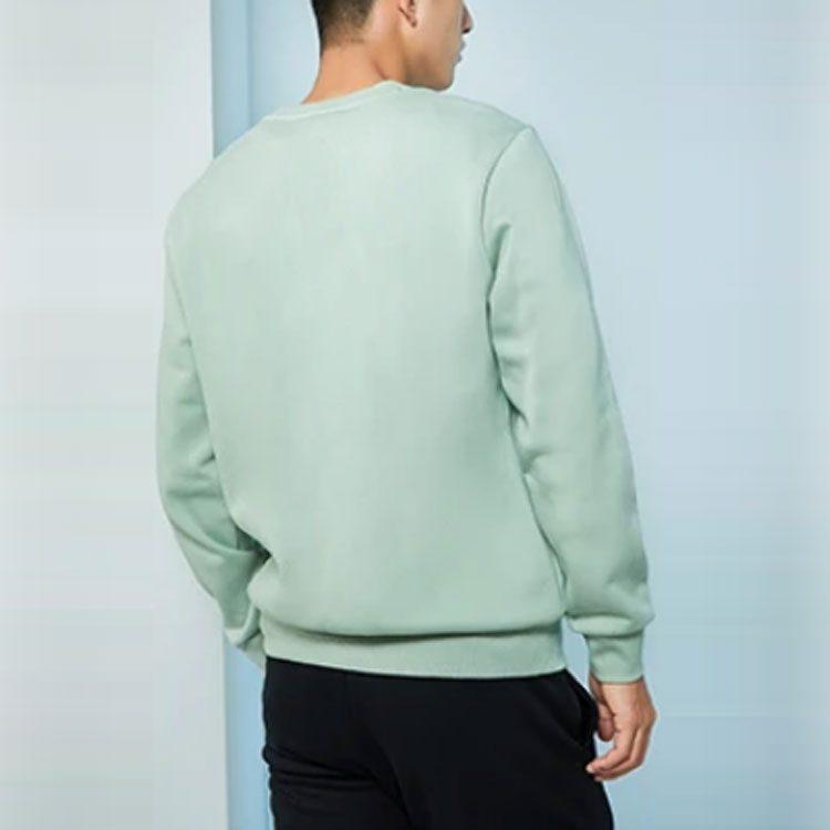 Li Ning Sweatshirts Men's Green Crew Neck Thickened Regular AWDR839-4