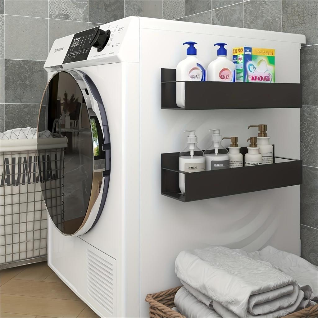 Magnetic Side Storage Rack for Fridges and Washing Machines - No-Drill Installation, Metal Finish, Wall-Mounted Spice Organizer