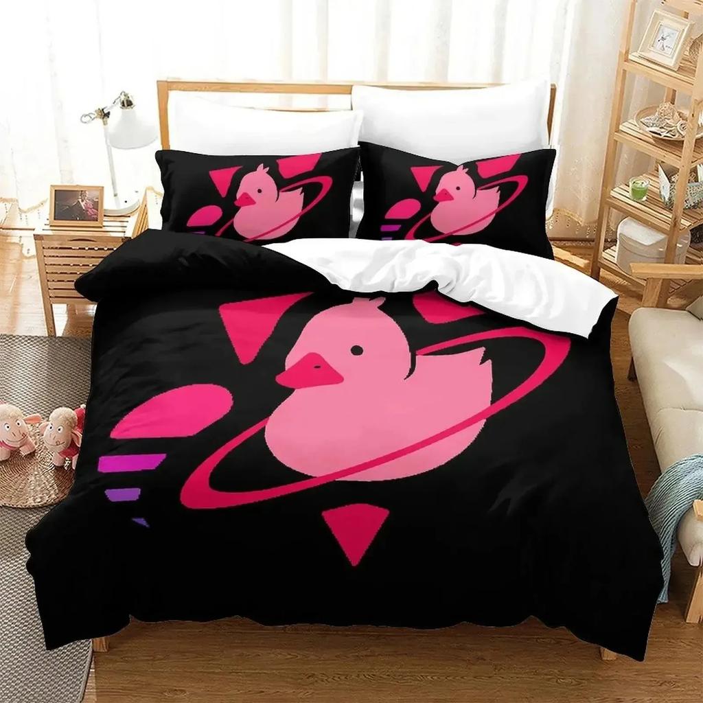 Anime Quackity Duck Beding Set Young Boys Young Girls Twin Quen Sized Dimensions Soft Duvet Cover Pilowcase Bed Young Boys Adult People Fashion Home