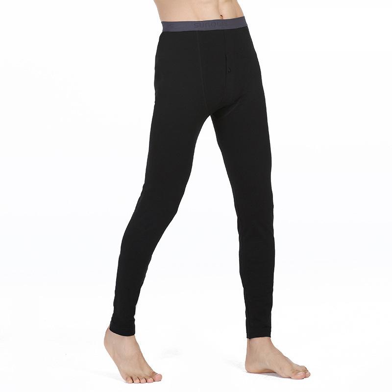 Men's Combed Cotton Autumn Pants, Seamless, Elastic, Thin, Slim Fit Leggings, Warm, Autumn and Winter Pants, Mid Waist Pants