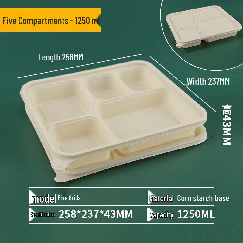 BOUSSAC 5-Fächer Einweg-Meal-Prep-Behälter mit Deckeln