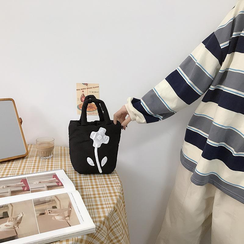 Fashion New Flowers Ladies Shoulder Bag for Women Nylon Bags Space Pad Cotton Feather Down Small Tote Female Handbags