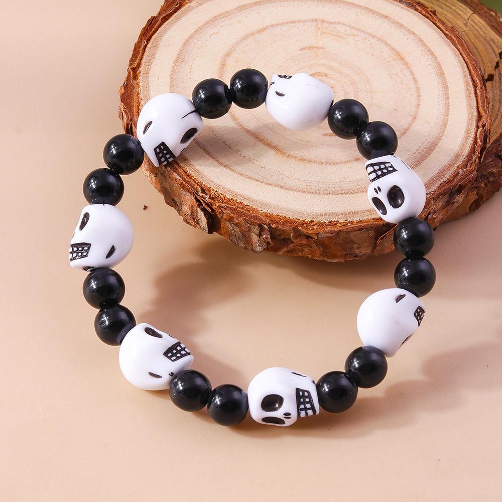 

Punk Halloween skull pumpkin bracelet, unisex, hip hop beaded bracelet, Halloween jewelry color 427-1