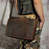 Mens Real Leather Retro Briefcase Single Shoulder Design Bag Messenger Crossbody Bag