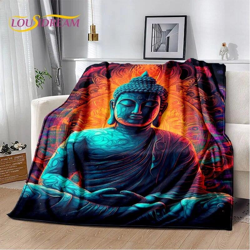 HD Buddha Buddhismus Víra Meditující Náboženství Sakyamuni Bodhisattva Modlitební deka Měkká deka pro domácí postele Pohovka Kid