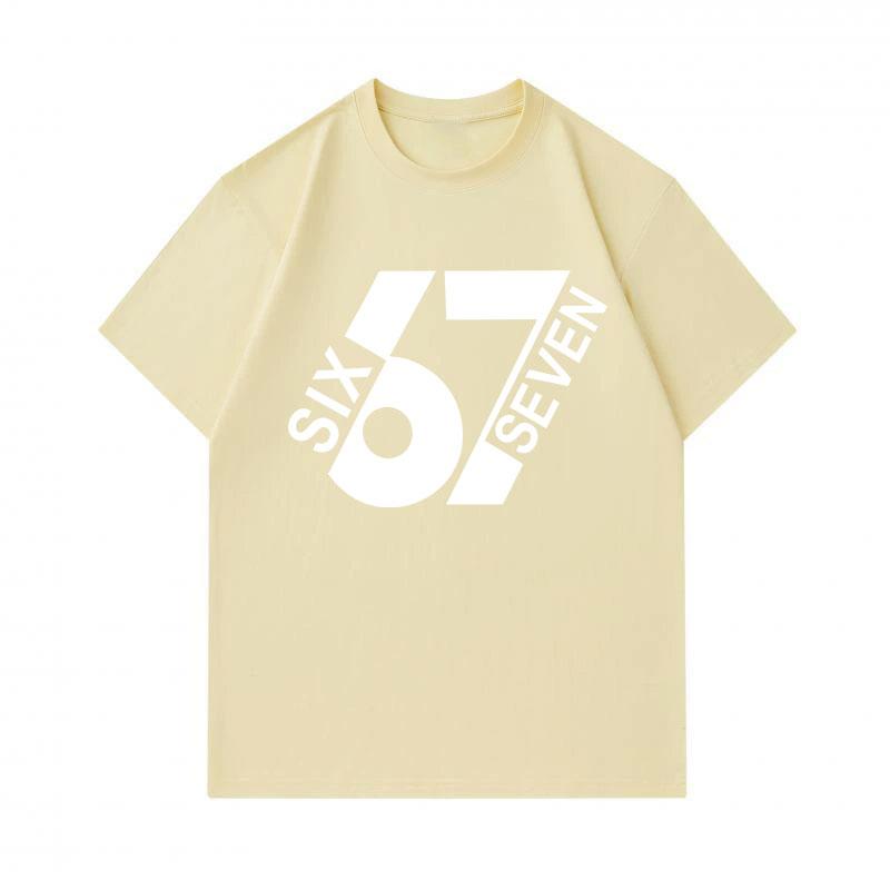 Men's 100% Cotton Crew Neck Short Sleeve T-Shirt, Stylish 6 7 Six Seven Number Graphic Printed Casual Lightweight Comfortable Daily Wear Top Tee for M