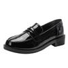 New British Tassel Brogue Shoes Woman Round Toe Japanned Leather Oxford Flats Slip On Loafers Women Fringe Chaussure Femme