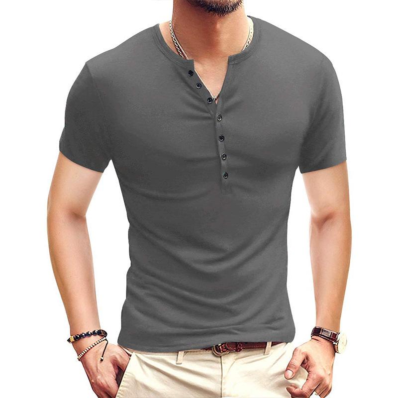 

Slim Fit Henry Shirt for Men Short Sleeve M зелений
