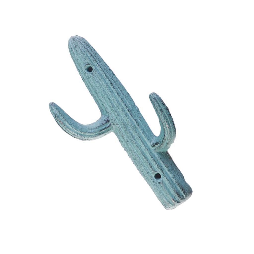 Wall Mounted Cactus Shaped Double Hook Sturdy Iron Coat Hanger for Entryway or Bathroom Easy Installation Towel Hook