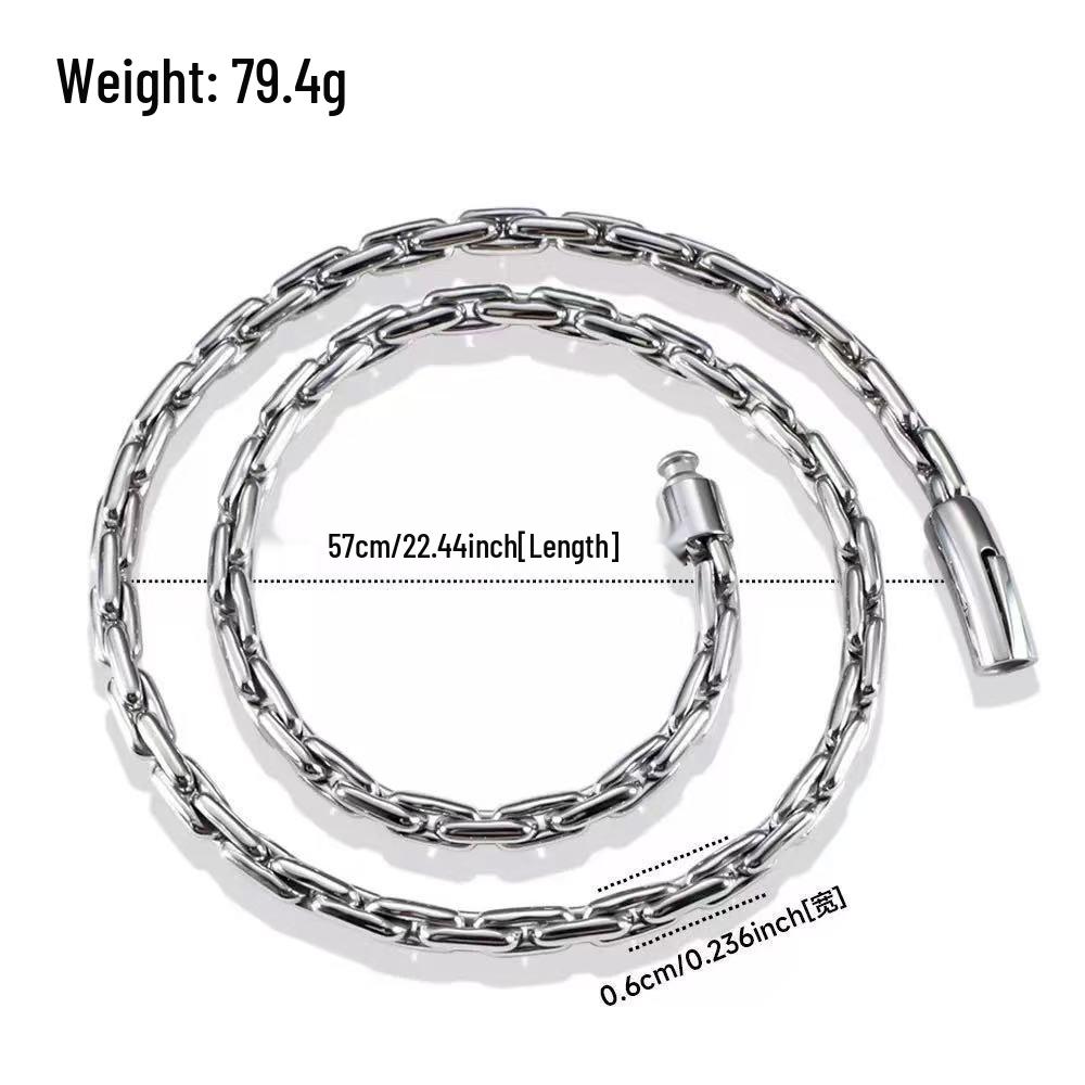 Men's Trendy 304 Stainless Steel Oval Necklace - Simple, Fashionable, Versatile.