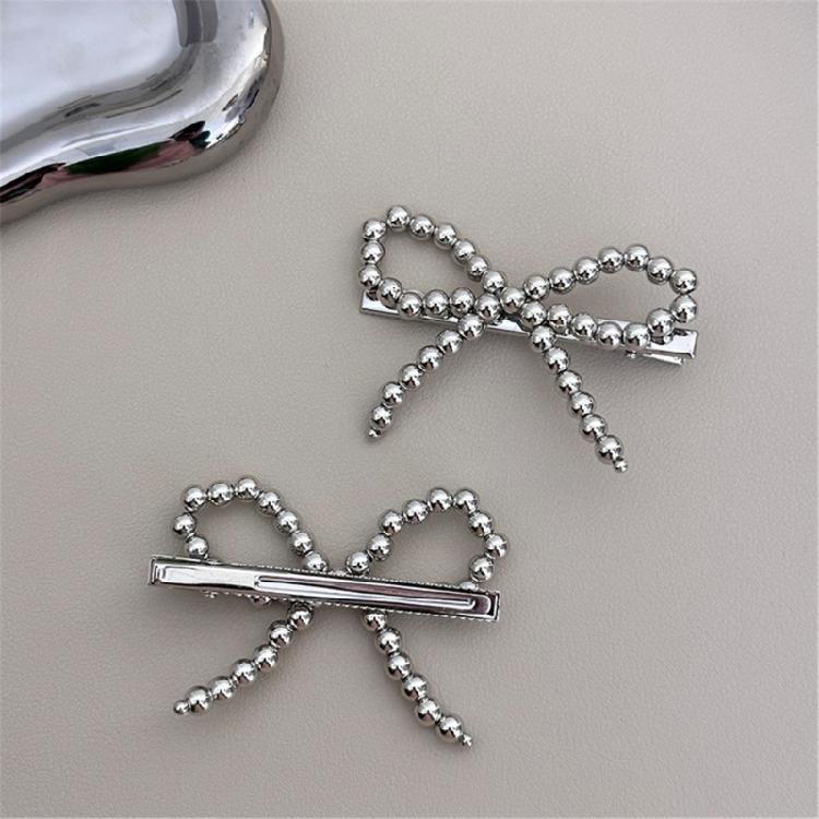 Beaded Bowknot Hair Clip Female Duckbill Clip Hairpin Sweet Ballet Hair Decors