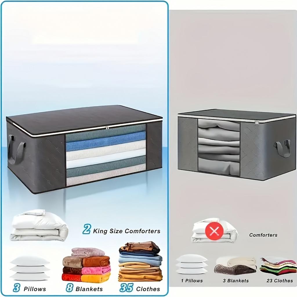 Gray Large Horizontal Storage Bag (70 50 30 cm) for Home Organizing and Closet Storage