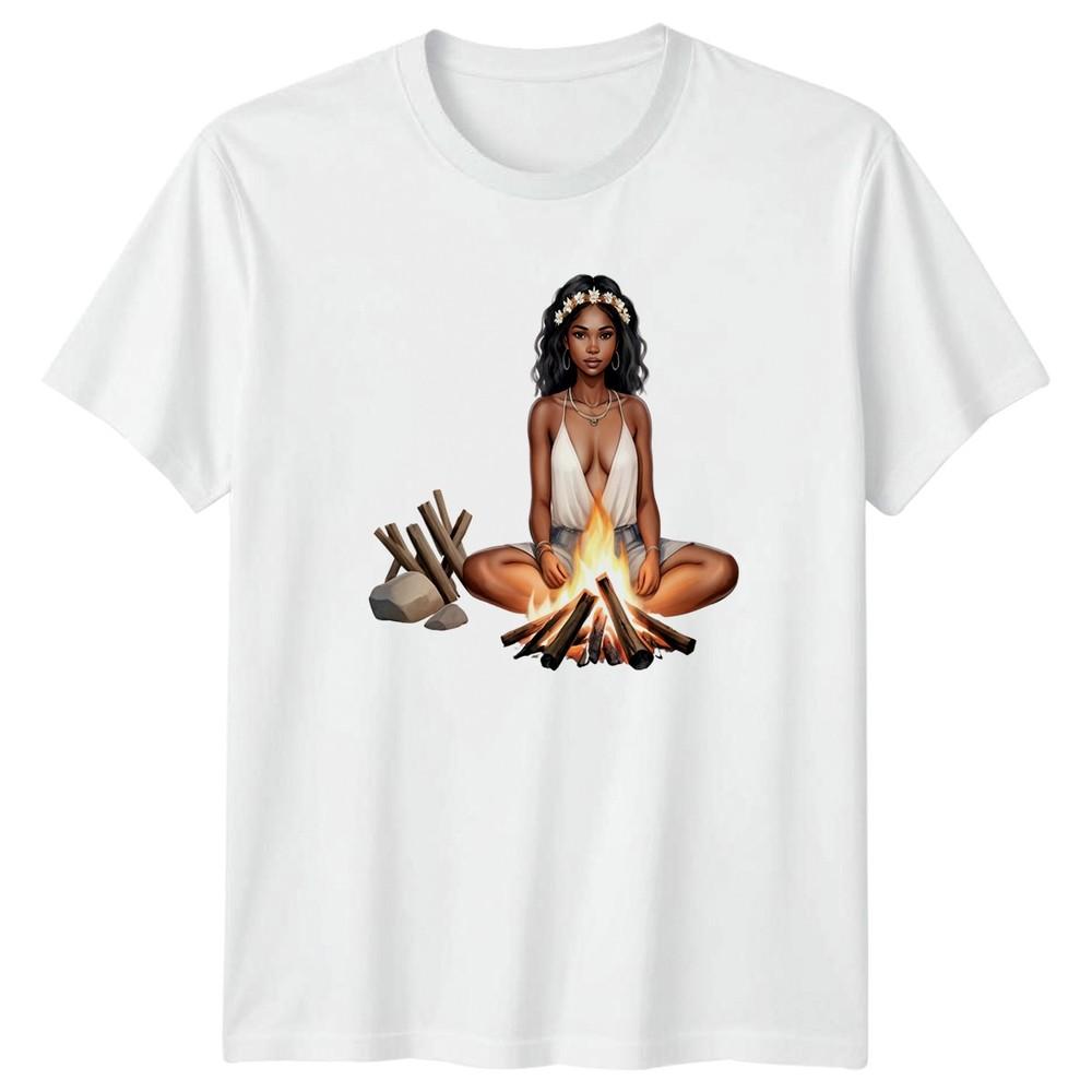 Unisex Campfire Bohemian Camping Outdoors Unisexs TShirt Unisexs Tee Graphic Top S