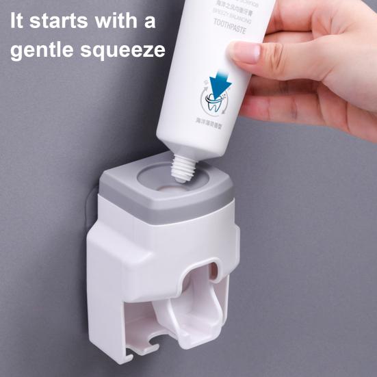 Automatic Toothpaste Dispenser Set Easy To Install Wall-Mounted Toothpaste Squeezer with Toothbrush Holder Bathroom Accessories