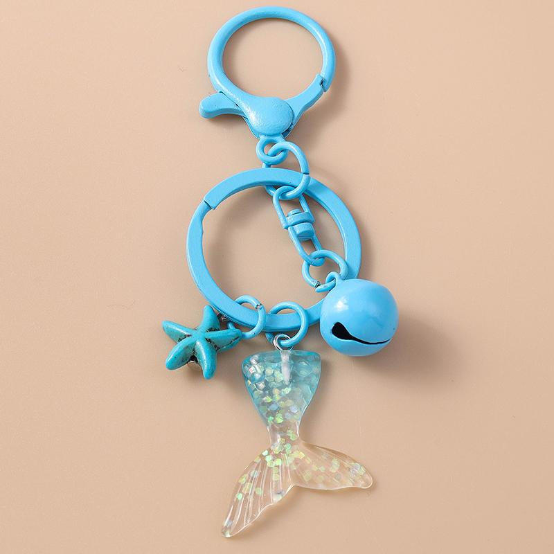 Cute Resin Starfish Gold Fish Keychain Women Girls Key Ring Pendants Handbag Decor DIY Kid's Jewelry Gifts