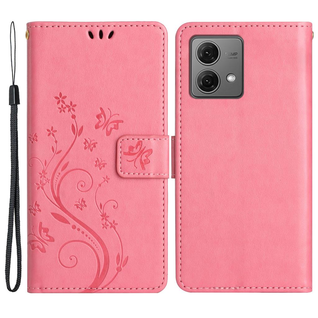 For Motorola Moto G84 5G Leather Case Butterfly Floral Shockproof Phone Cover with Wallet