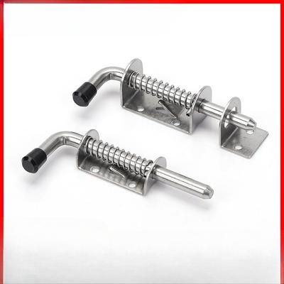 2Pcs Garage Door Lock Latch Spring Latch Stainless Steel Spring Bolts Latches Security Barrel Bolt Latch Cabinet Hinges Hardware