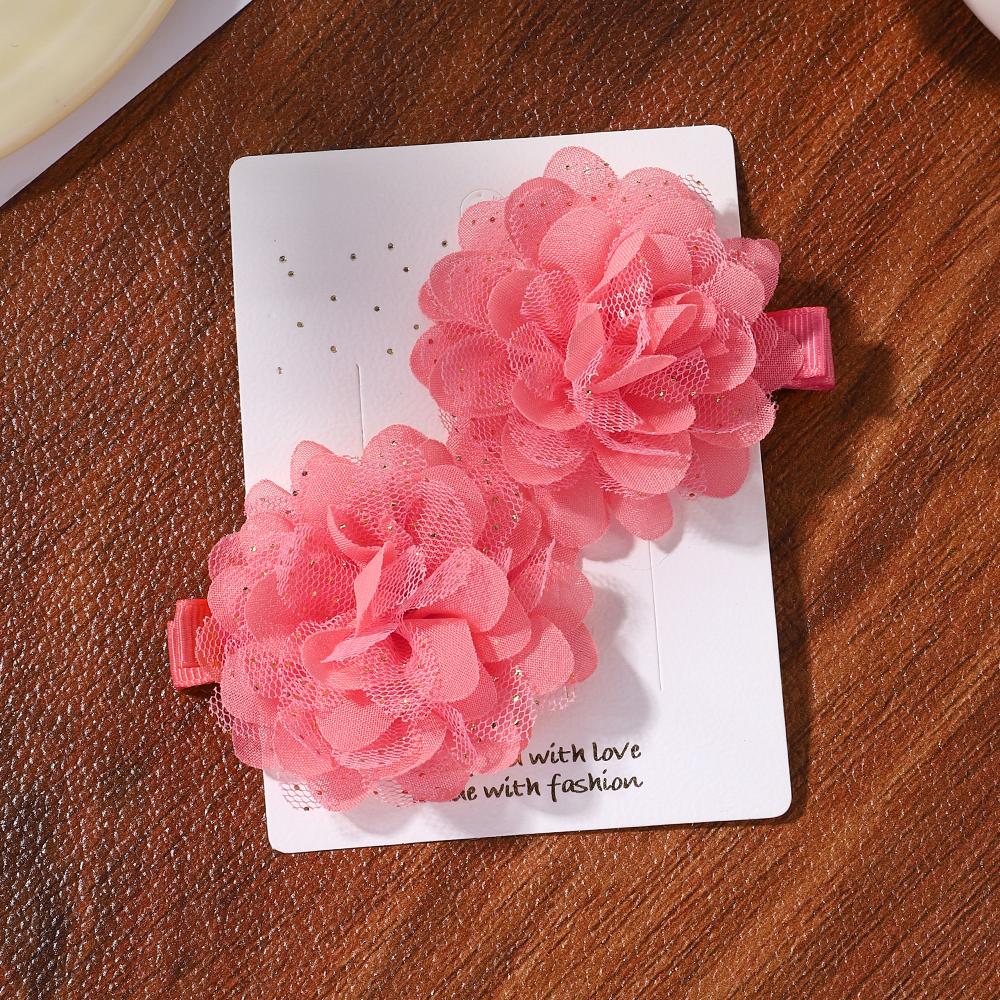 2pcs/set Girls Cute Flower Bow Star Solid Color Safe Nylon &knitting & Mesh Kids Hair Clips  Accessories Hairpins For Children