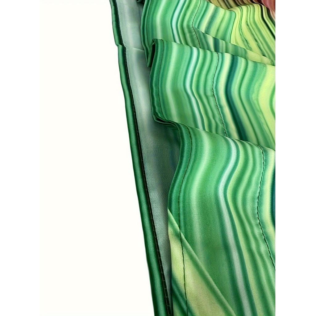 Plus Size Boho Cover Up, Women's Plus Painting Print Bat Sleeve V Neck Split Hem Maxi Cover Up Dress