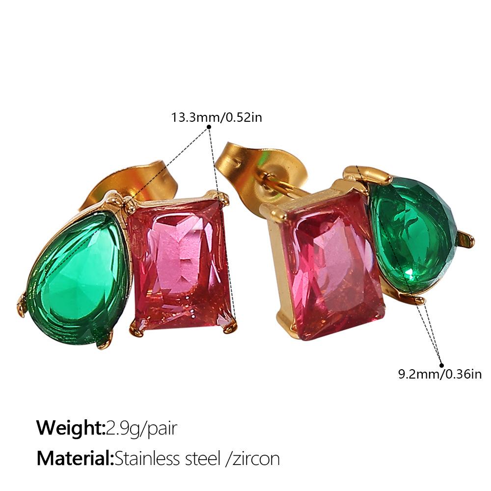 2026 Inlaid Gemstone-plated 18K Gold Earrings European and American Fashion Light Luxury Earrings Women