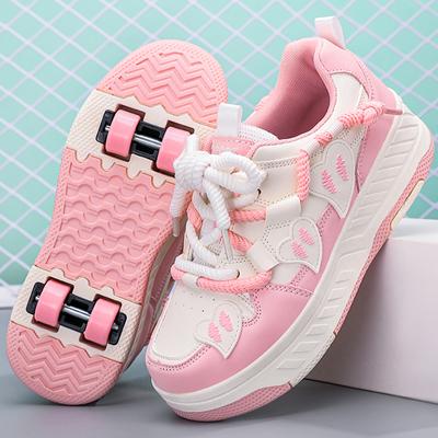 Boys Four -wheel Sports Boots Wheel Skate Can Remove Student Skate Shoes Sports Shoes Shoes with Wheels for Girls