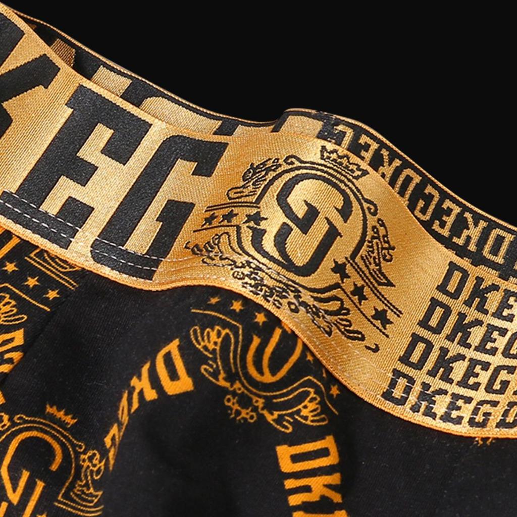 Luxurious Black & Gold Men's 3D Pouch Boxer Briefs - Antibacterial Pure Cotton