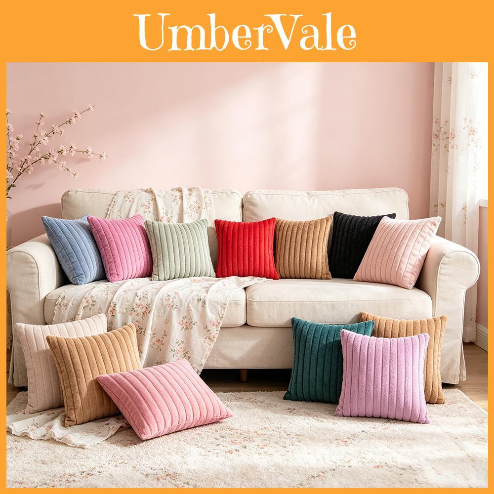 Soft Plush Stripe Pillowcase For Sofa Bed Bedroom Decor With Pp Cotton Filling