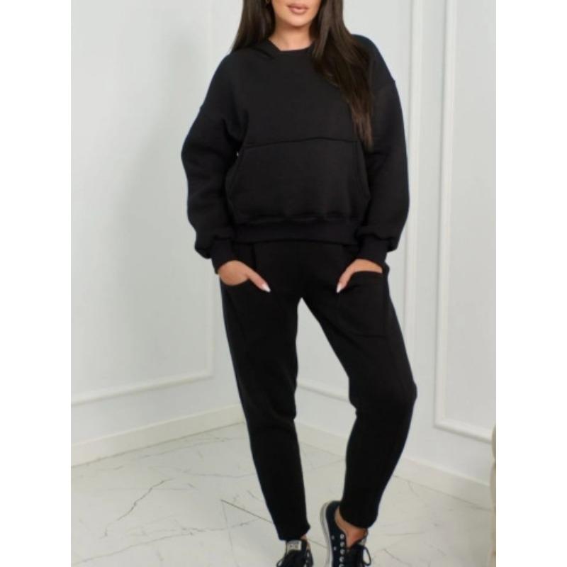 

Модный женский костюм из двух частей на молнии, толстовка и широкие спортивные штаны, повседневный костюм S
