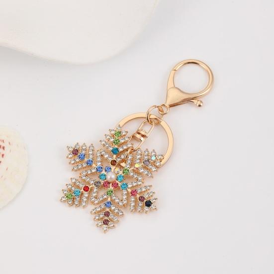 Keychain Pendant Sparkling Rhinestones Inlaid Snowflake Design Key Holder with Lobster Clasp Backpacks Car Accessory