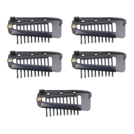 5Pcs Wig Clip with Safety Pin 10-Teeth Hair Extension Snap Clip Heavy Duty Metal Invisible Wig Securing Comb Chunni Dupatta Setting Clip