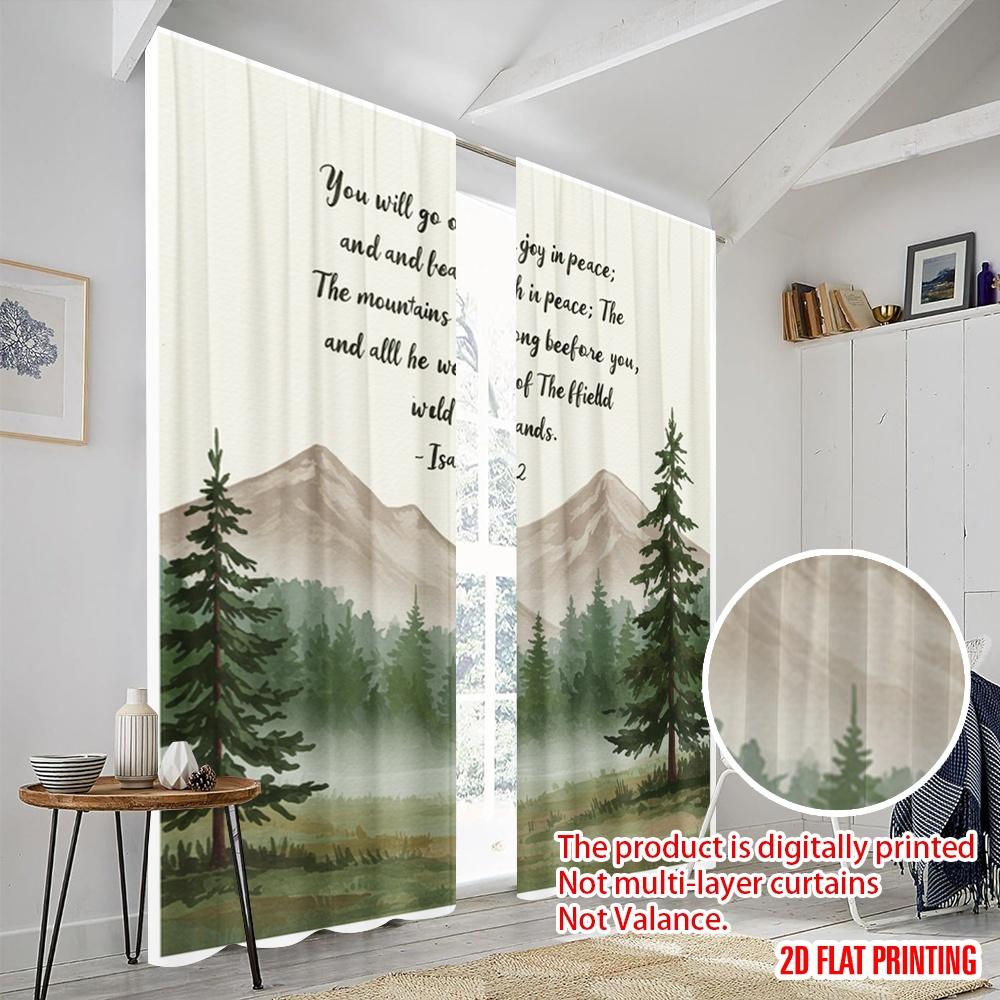 2 Stück 2D Flachdruck Vorhänge Jesaja 55 12 Freude Frieden Stoff Ohne Strom Partydekorationen Perfekt für Draußen Urlaub