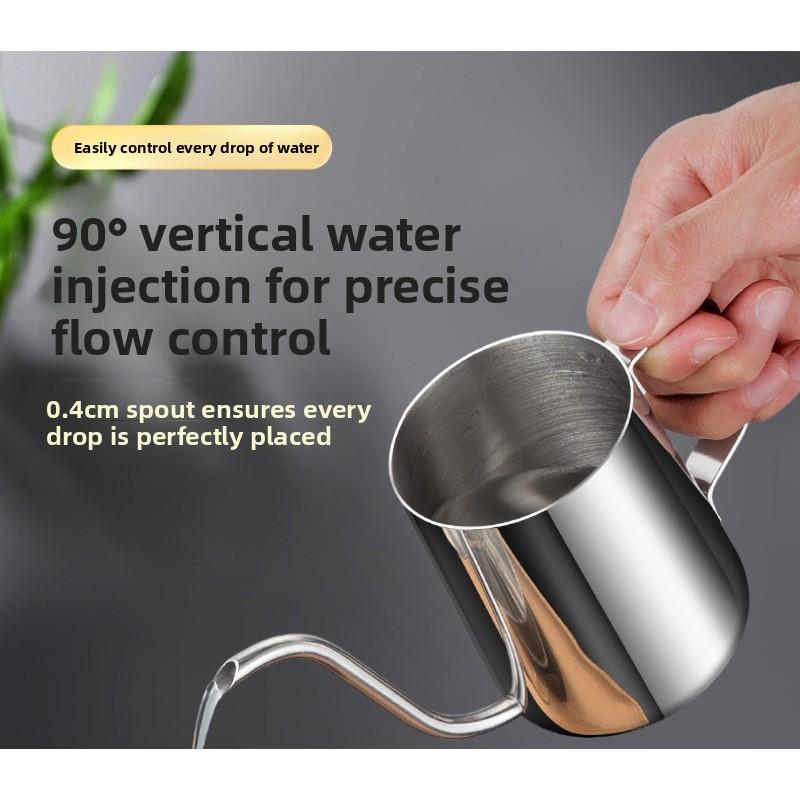 Hand-poured Coffee Pot with Lid, Bamboo Cover, 304 Thickened Stainless Steel Spout, Suitable for Household Use, Fine-mouthed Hanging Coffee Set