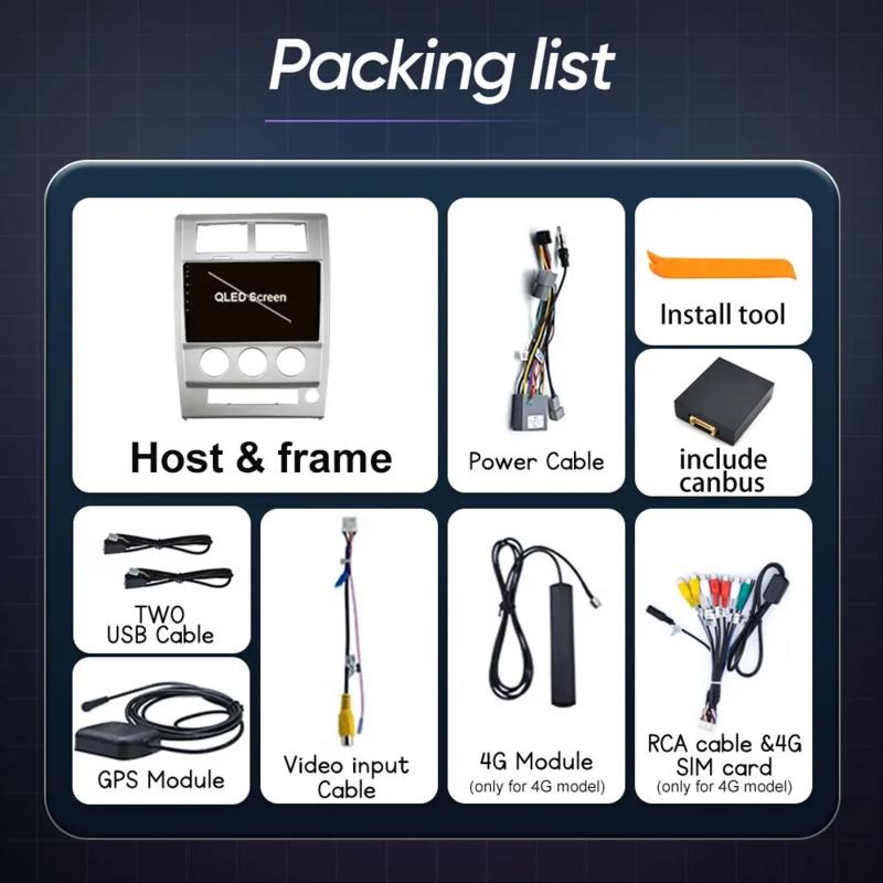 Android 14 Car Radio For Jeep Cherokee Liberty KK 2007 - 2012 Auto Multimedia Video Player GPS 4G Carplay Autoradio 2K QLED DSP