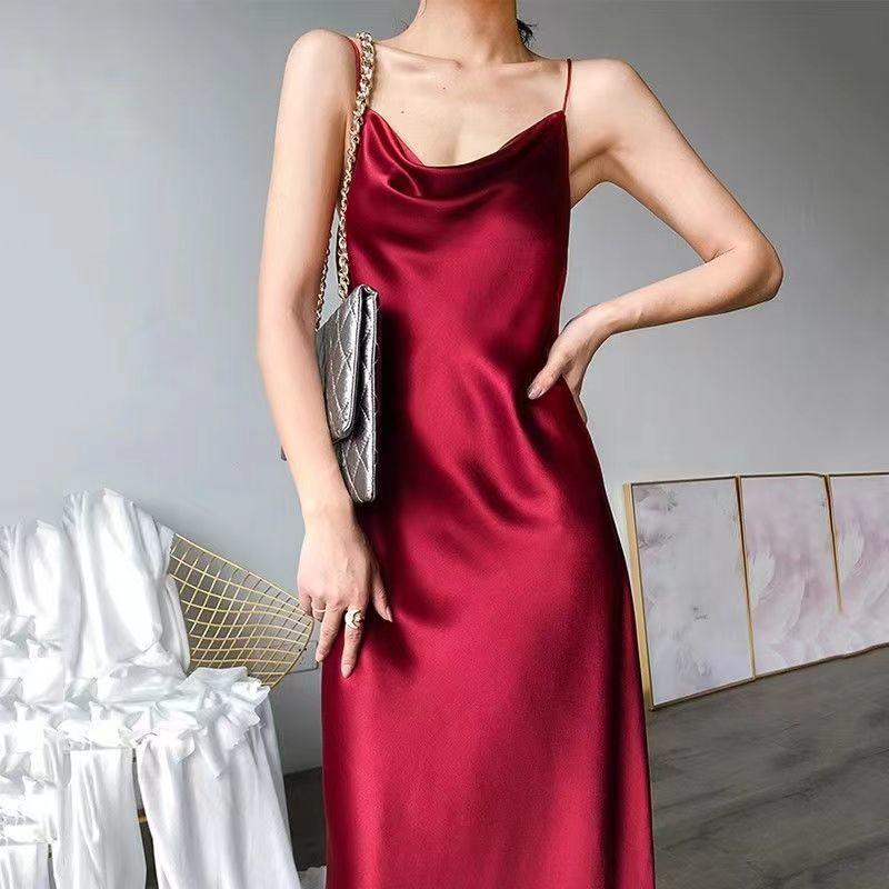 Red Hip-hugging Suspender Dress for Women Summer Sexy Club Party Evening Dress Famle Long Skirt Y2k Clothing