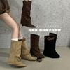 2025 New French Versatile Strap Pile Boots Tall Heel Skinny Tall Boots