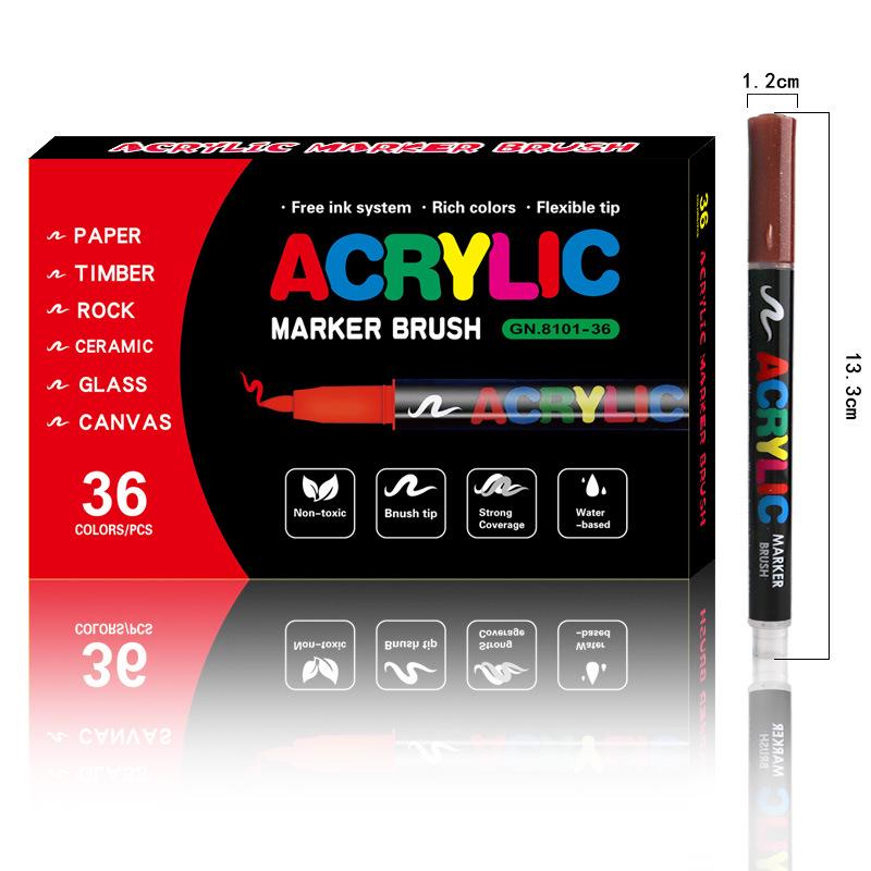 8101 Akrylové popisovače s měkkým hrotem - 12/24 barev pro studentské umění, DIY a graffiti projekty